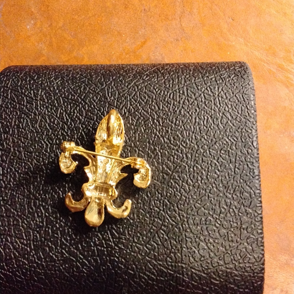Women's 1 1 /2" X 1 1/4" Rhinestone Encrusted Gold Broach VINTAGE - Picture 3 of 5